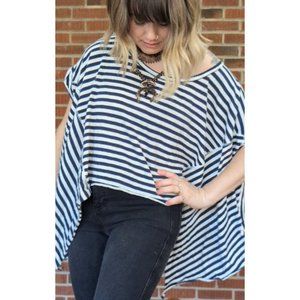 FREE PEOPLE We The Free Striped Angel Tee / Navy Combo